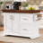 53" Large Kitchen Island with 3.5" Thick Desktop – 5-Wheel Rolling Cart with Spice Rack, Towel Rack & 2 Extra-Large Drawers (White)-130030772