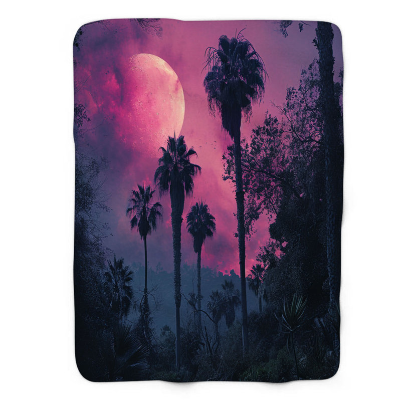 Nostalgic Tropics - Couverture sherpa de qualité supérieure 1 pièce, Lit simple