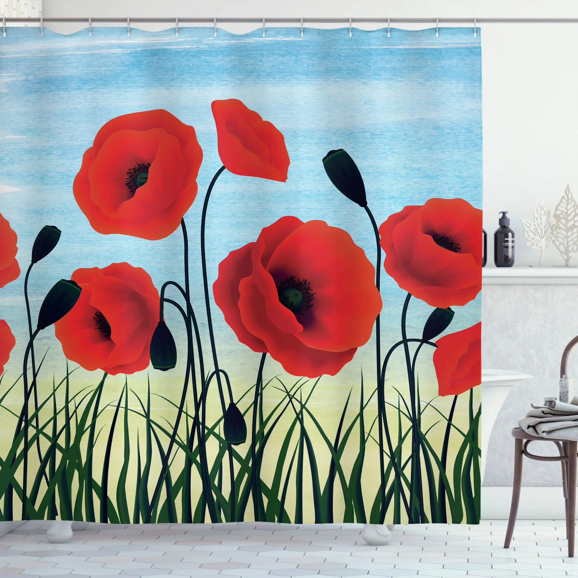 Poppy Floral Shower Curtain