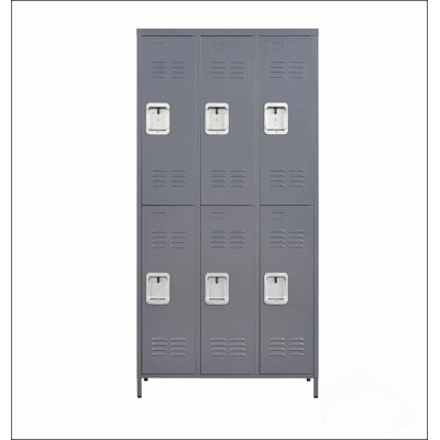 Casiers en métal durables à 6 portes de 72 pouces avec verrous sécurisés pour le rangement des employés, gris
