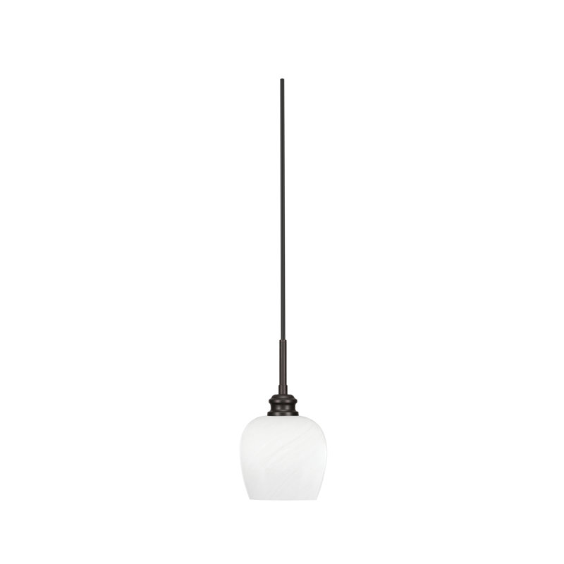 Mini-luminaire suspendu avec cordon Edge et verre marbré blanc 6 po, Nickel brossé