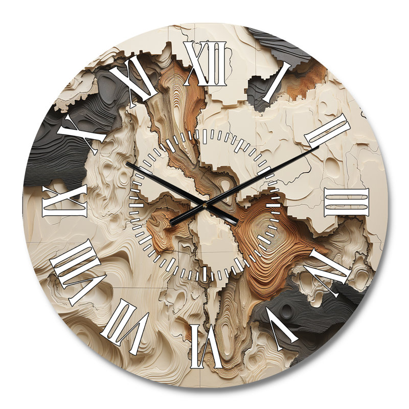Horloge murale beige et brune, Médium