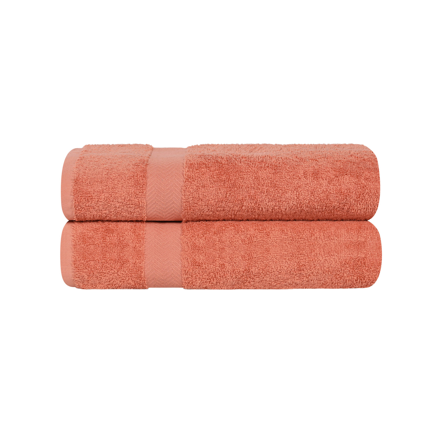 Quick-Drying Cotton Washcloth, Coral, 2 Pieces Towel Set