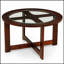 Ensemble de table ronde cylindrique en bois massif avec plateau en verre et table basse avec 4 tabourets, parfait pour les espaces de vie compacts et élégants