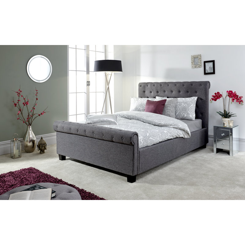 Arley Upholstered Ottoman Storage Bed, Double (4'6), Chracoal Grey
