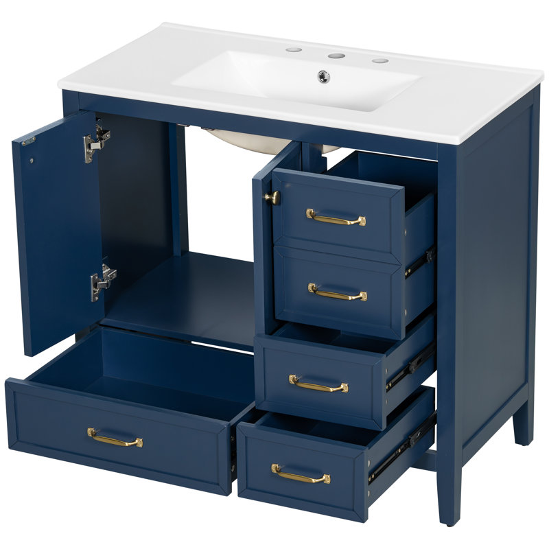 Meuble-lavabo moderne 36 "avec lavabo, Marine