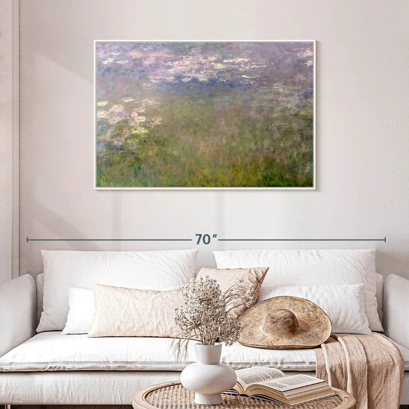 Nymphéas VI, Cadre flottant blanc, 43 po x 29 po