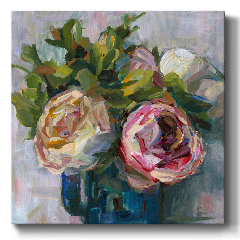 Trio de pivoines sur toile, H 40 po x l 40 po x P 1,5 po