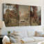 Paysage rétro CLXV - Toile tendue avec châssis sur mesure - 3 pièces-1851273887