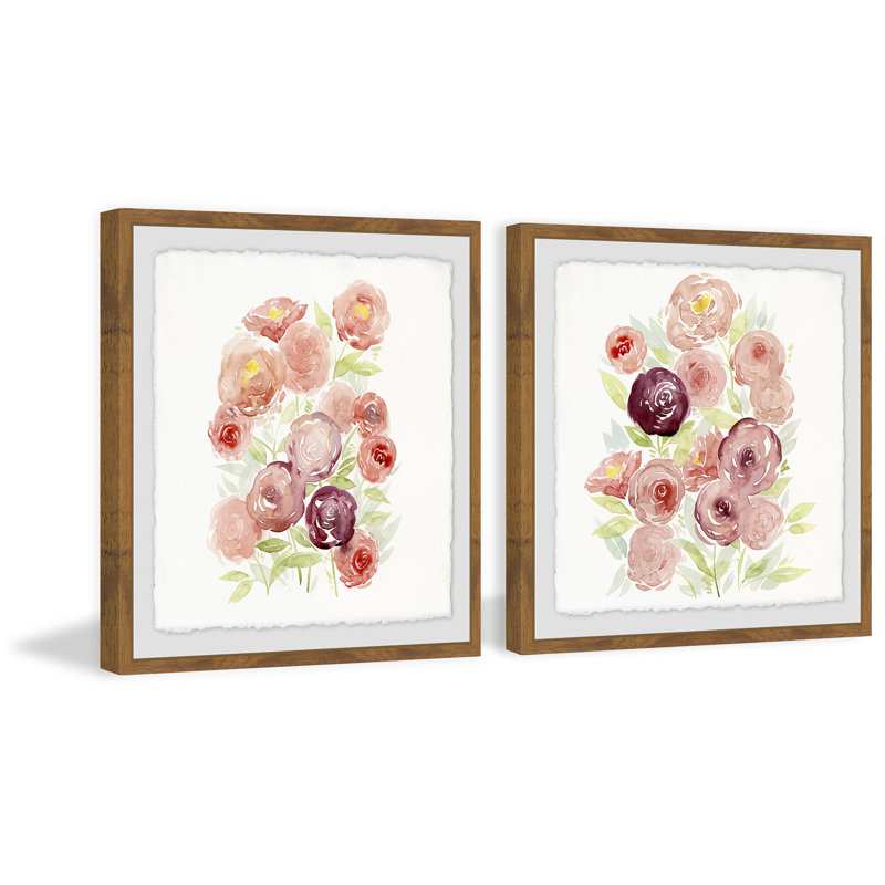 «Rosen Garden III» - Ensemble de 2 cadres photo, H 12 po x l 12 po x P 1,5 po