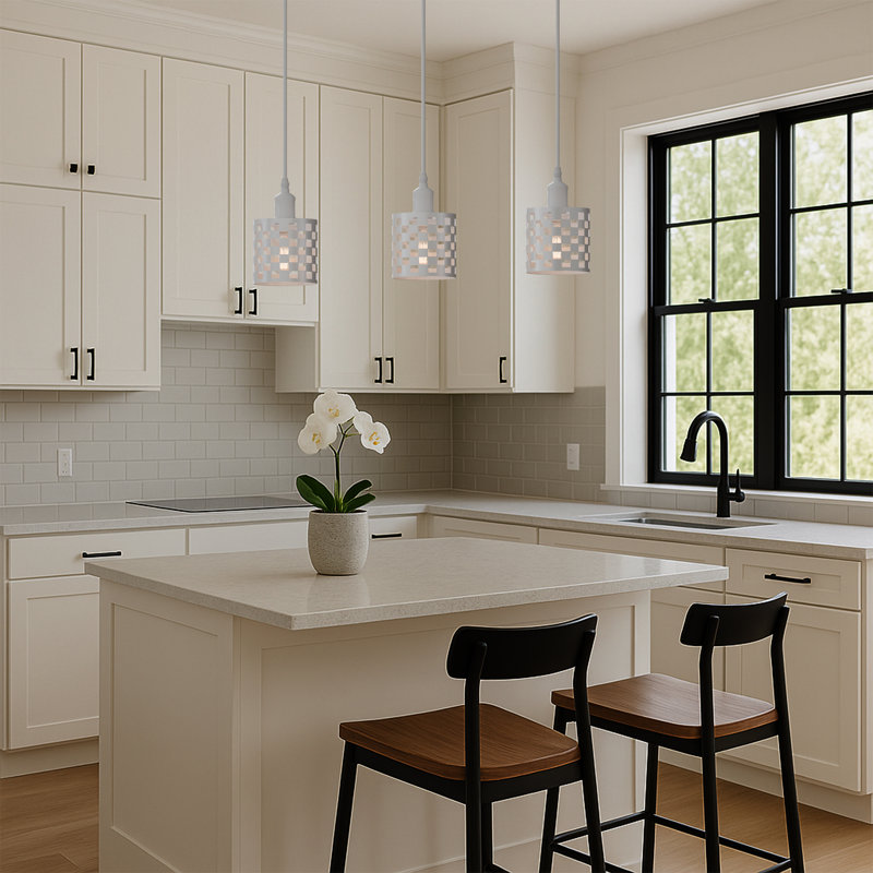 Timmer 3 - Light Kitchen Island Pendant, White