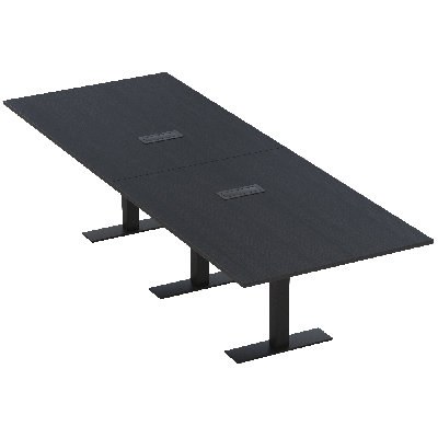 Table de conférence rectangulaire avec base en T en métal | Unité électrique
