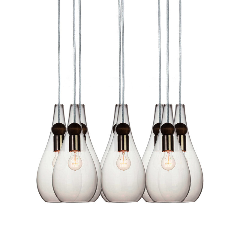 Earth 8 - Light Chandelier, Ship Rod, Smoke Glass, 120" H x 16" W x 16" D