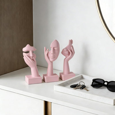 Ensemble de 3 petites statues - Figurines décoratives abstraites pour la maison
