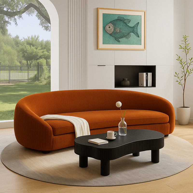 Canapés Cruve avec table basse, Orange