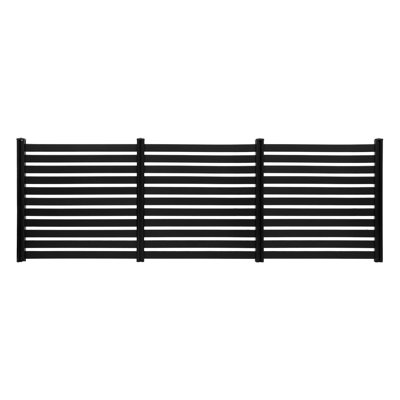 3 Panels Outdoor Privacy Screen, 50 x 48 in Air Conditioner Fence with 27.6 in Ground Stakes, Pool Equipment Enclosure, Vinyl Privacy Fence, Ideal for Trash Can and A/C Units, Black