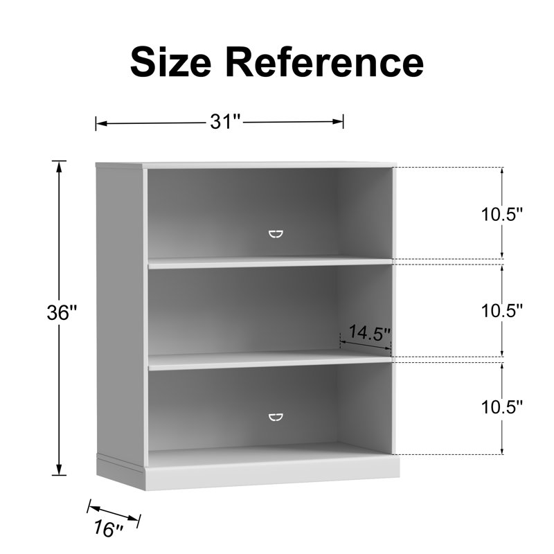Wood Storage Cabinet with Adjustable Shelves without Doors, Black, 36" H x 31" W x 16" D
