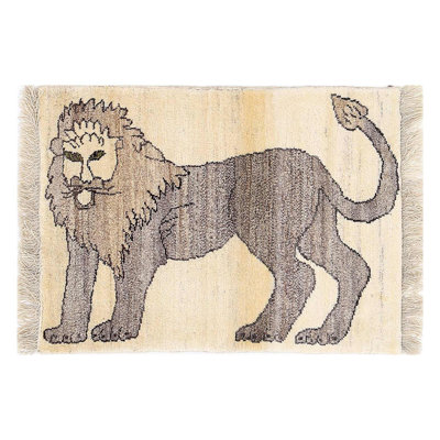 Décoration de lion persane faite à la main 2 pi 1 po x 3 pi Gabbeh