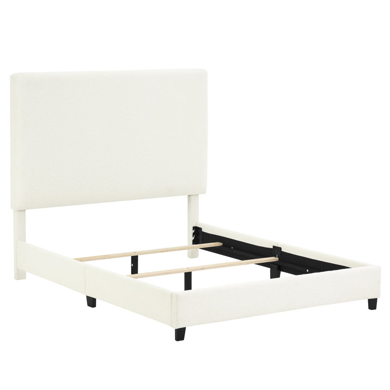 Grand lit moderne blanc - lattes de soutien solides incluses avec lit confortable et tête de lit en mousse
