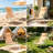 Orange White Vertical Striped Aluminum Folding Beach Chair, Multi-Recline Portable Outdoor Sand Chair With Wood Armrest, Side Cup Pocket & Detachable Headrest, Heavy Duty Lawn Chair For Beach, Patio, Pool & Camping-129861072
