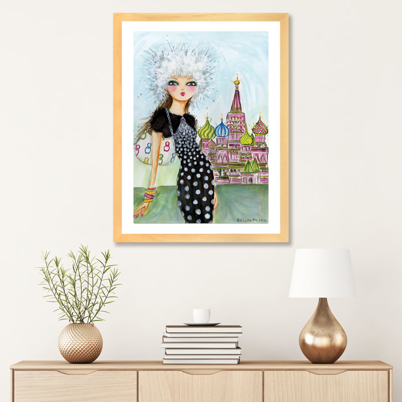 Art de Moscou, H 32 po x l 24 po x P 1 po, Papier encadré naturel