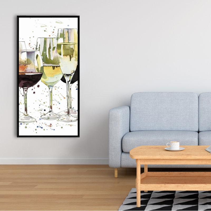 Beautiful Wine Glasses Print On Canvas, 48" H x 24" W
