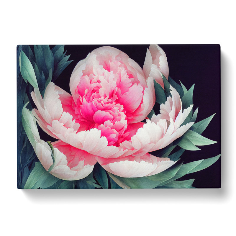 Enlightened Peony Flower - Wrapped Canvas Painting