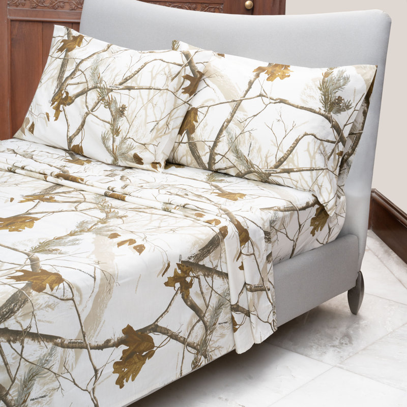 Realtree AP Snow & White 100% Polycotton Camouflage & Hunting Camo Sheet Set, Full