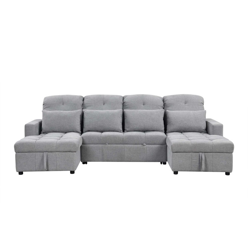 Canapé-lit surdimensionné en U de 110,2 po avec canapé-lit modulaire polyvalent avec méridienne double avec rangement et deux ports USB pour le salon