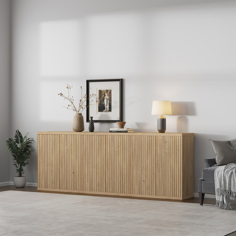 Cesiro Accent Cabinet With Adjustable Shelves, 3, Natural Oak