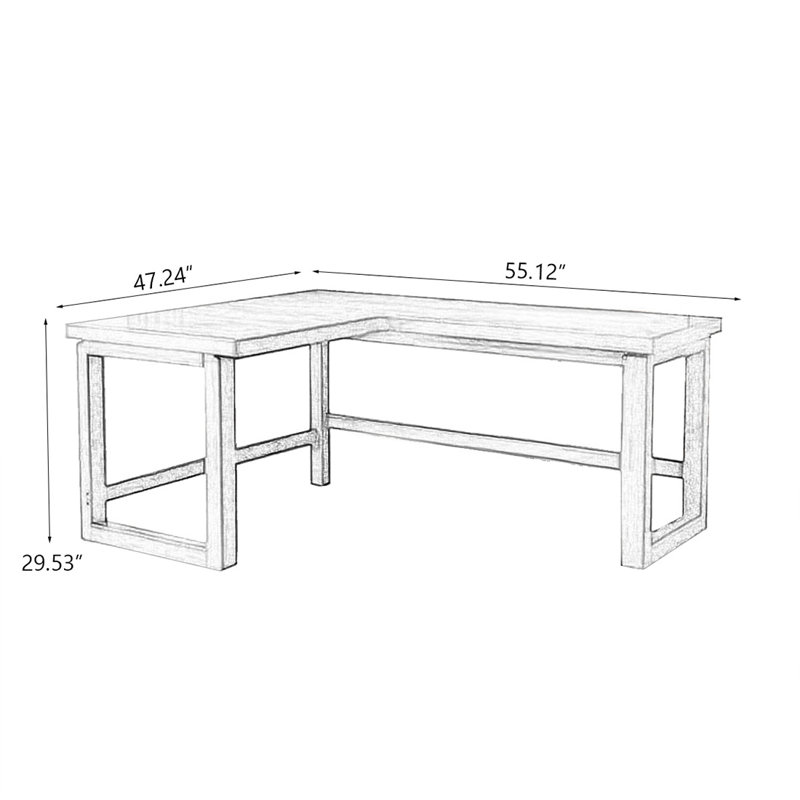 Nut-brown Rectangular Solid Wood desk, Left Hand Return, 29.53" H x 55.12" W x 47.24" D