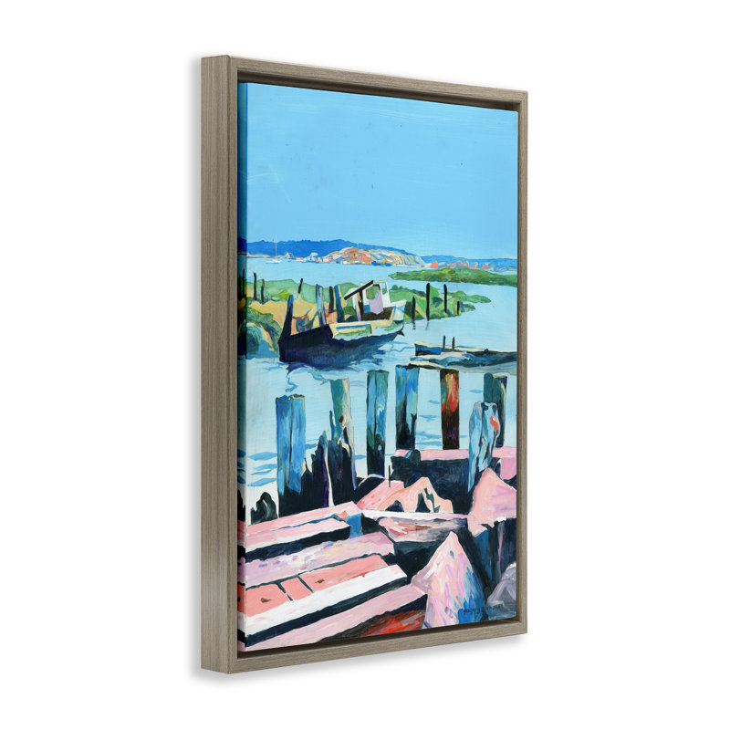 «Ocean's Blue Motif Floater», art mural par Greg Gorham, H 31 po x l 21 po, Cadre flottant orme Montalcino
