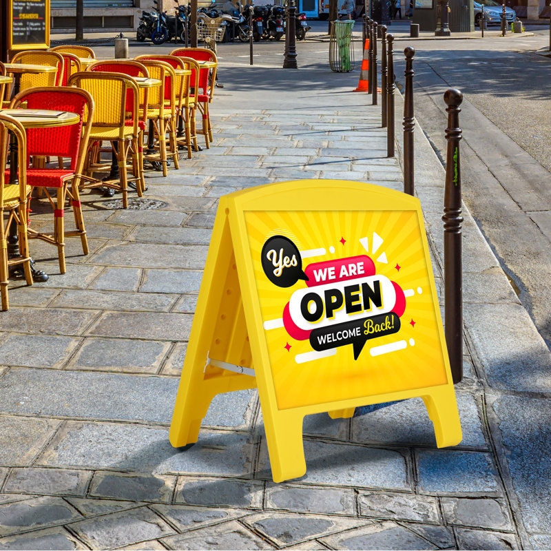 Porte-affiche pour panneau extérieur à double face Sandwich Board, Jaune