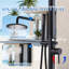 Système de douche autoportant chaud et froid avec pomme de douche à pluie et douchette à main, installation de douche en acier inoxydable, noir mat