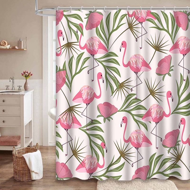 Rideau de douche imperméable à motif de feuilles de palmier tropical avec 12 crochets, L 72 po x l 84 po