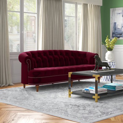 Joannes Velvet Rolled Arm Chesterfield by Willa Arlo Interiors