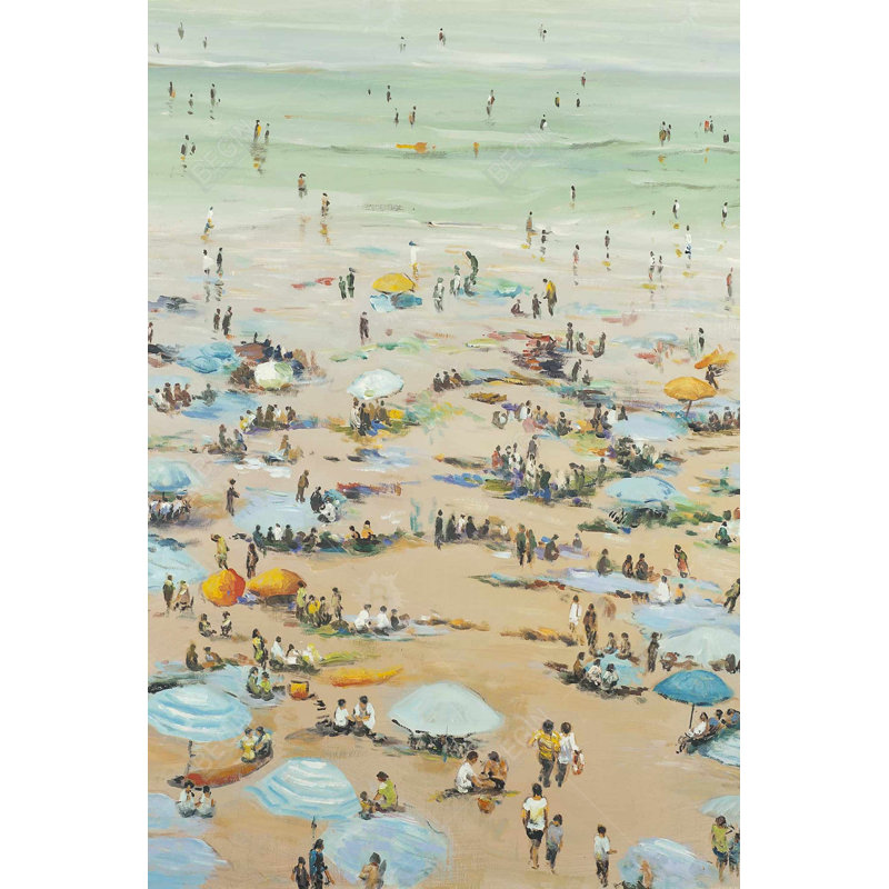 «People At The Beach» sur toile, H 36 po x l 24 po
