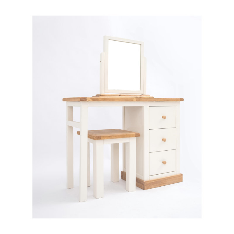 Dressing Table with Mirror, Waxed