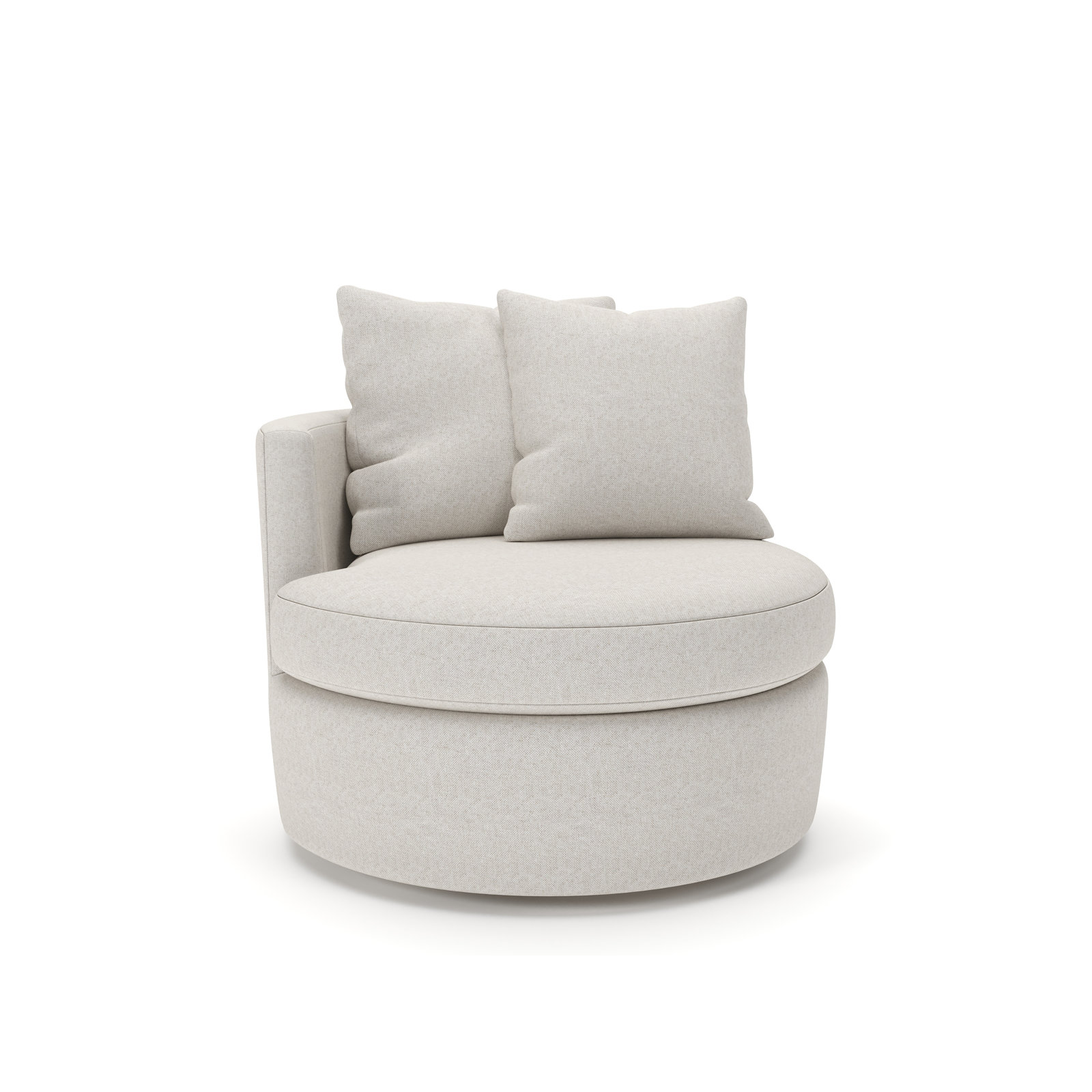 Dara 40" Upholstered Swivel Snuggler Chair, Macarena Light Gray Basketweave
