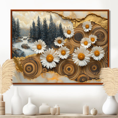 «Murraghn Daisies Flowers Forest Wooden Landscape I» - Art mural marguerites