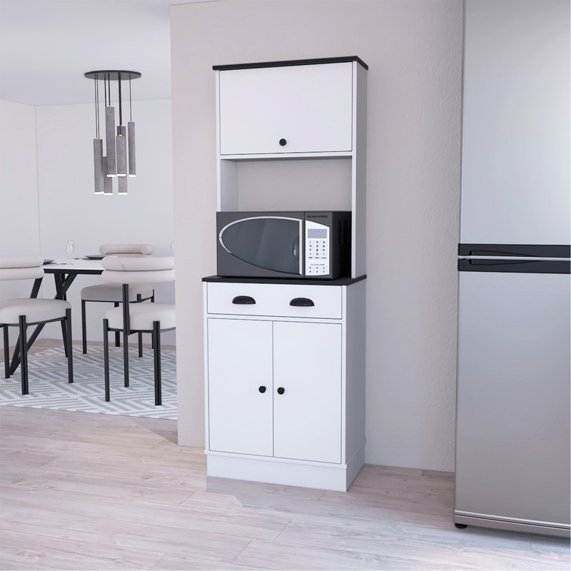 2-Cabinet Kitchen Pantry, White/Black
