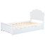 Lit plateforme simple en bois avec tête de lit et lit gigogne simple