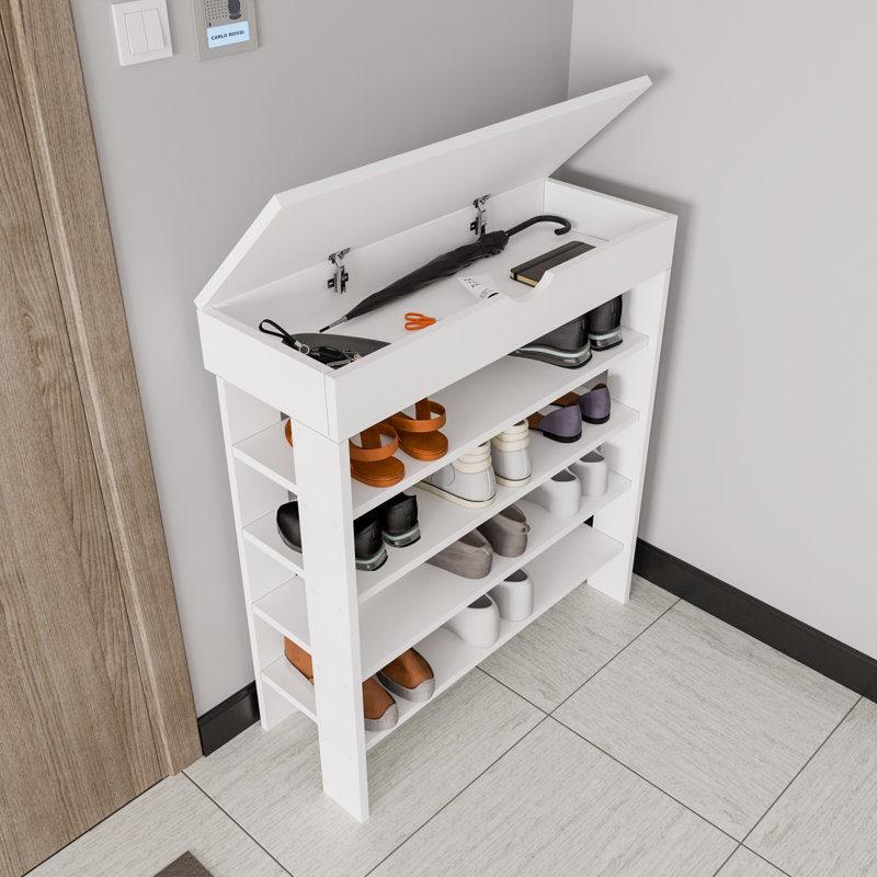 Elberfeld 4 Pair Shoe Storage Cabinet, White
