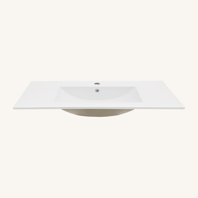 Plateau de meuble-lavabo simple blanc 36 po x 18 po avec 3 trous de robinet et trop-plein (lavabo seulement)