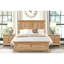 Structure de très grand lit avec tête de lit en chêne naturel, bois d'hévéa et bois d'ingénierie pour chambre à coucher