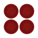Christmas Berries Vegan Leather Round Pebble Placemat