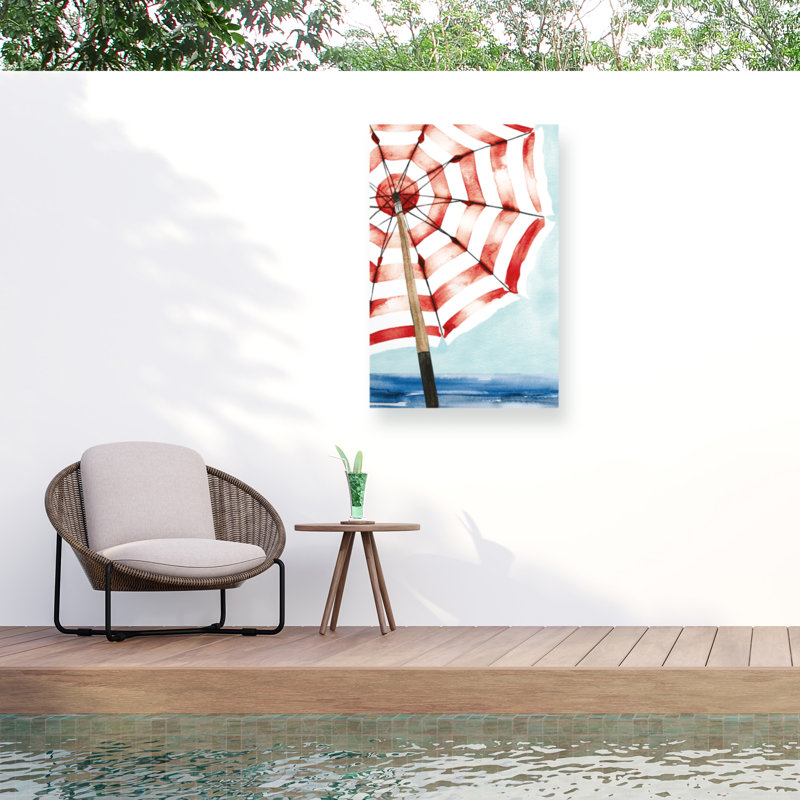 Toile d'extérieur rouge Mercedes Lopez Charro Surf And Sun I, H 19 po x l 12 po