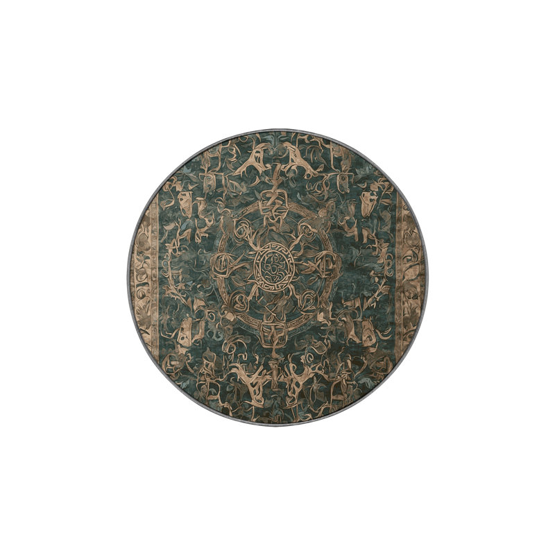 Machine Washable Brown Area Rug, Round 6'