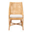 Chaise de salle à manger avec accoudoirs en rotin et tissu Bhagipuri Rosamond