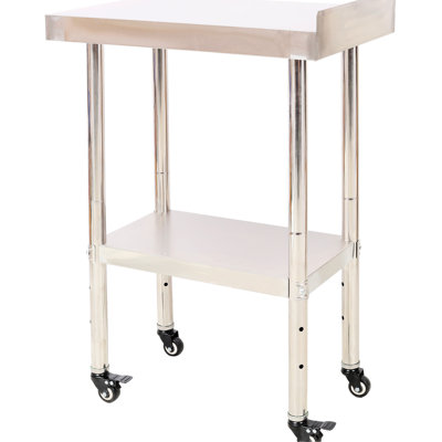 Heavy Duty 440lbs Capacity 24 X 15 35-1/2 Inch Stainless Steel Worktable With Backsplash, 4 & Adjustable Undershelf For Hotel And Laundry Load Capacity, Inch, Prep Table, Undershelf, , Storage